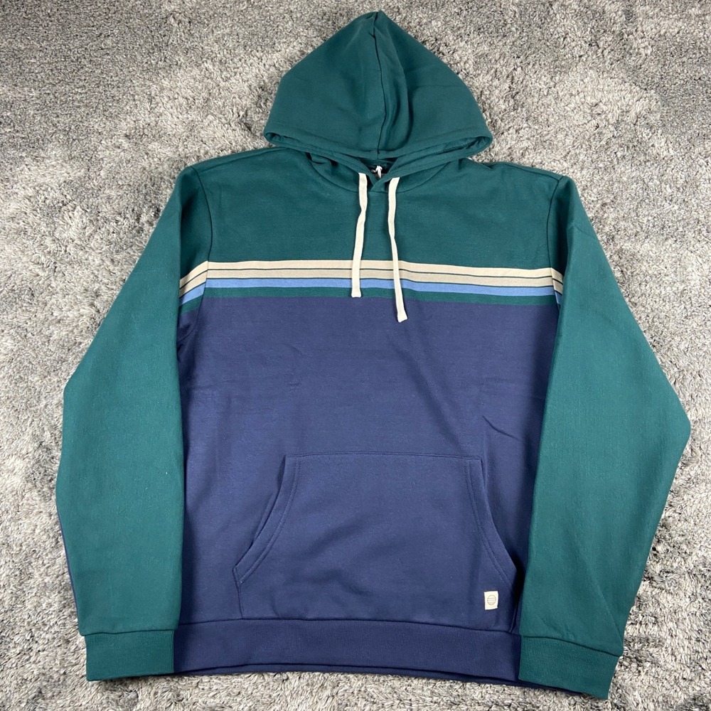 Marine Layer Archive Cloud 9 Fleece Hoodie Mens Large Green Navy Colorblock New